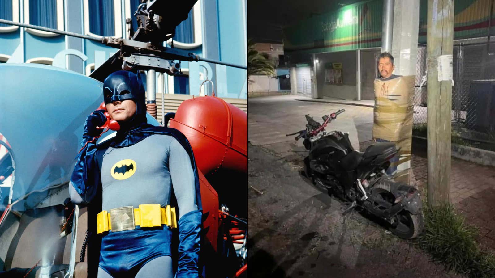 The 'Mexican Batman' Has Been Running Around the City, Catching Motorbike Thieves and Leaving Them Taped to Poles for the Police