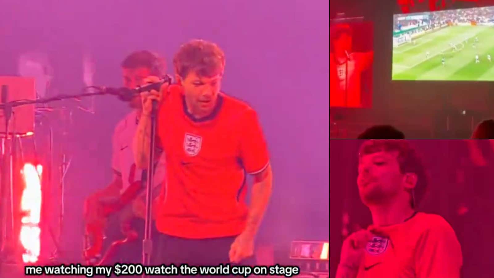 British Singer Louis Tomlinson Spent His Concert In North Carolina Watching The England/Mexico Game On Stage And Celebrating Goals During Songs