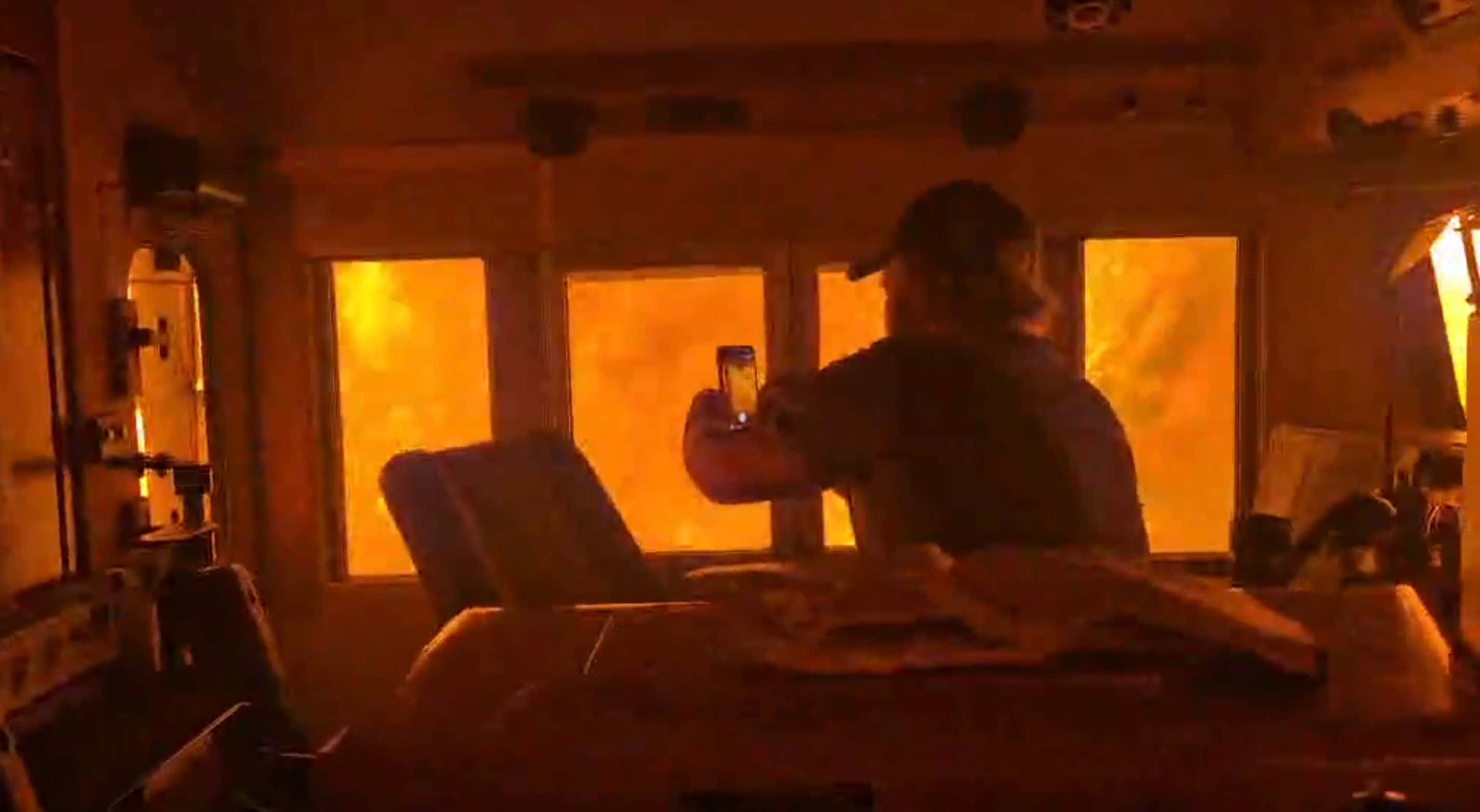 Terrifying Video From Inside a Freight Train Engulfed in Flames While Driving Through Canadian Wildfires