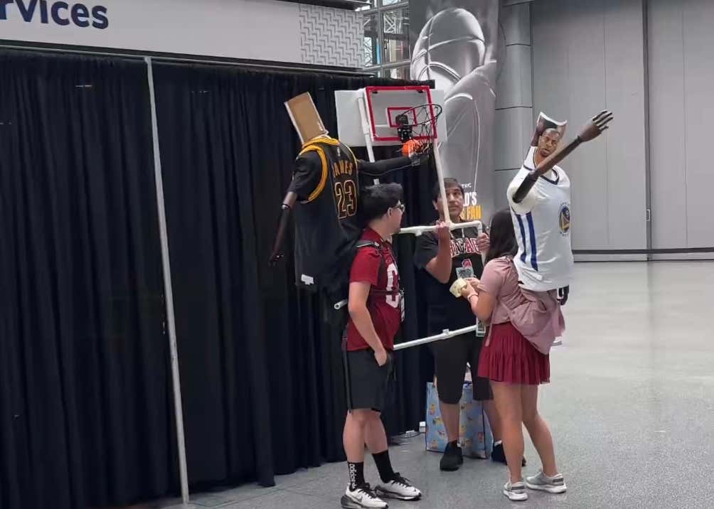 LeBron Fans Have To Do Better Than This Preposterous "BLOCKED BY JAMES" Costume