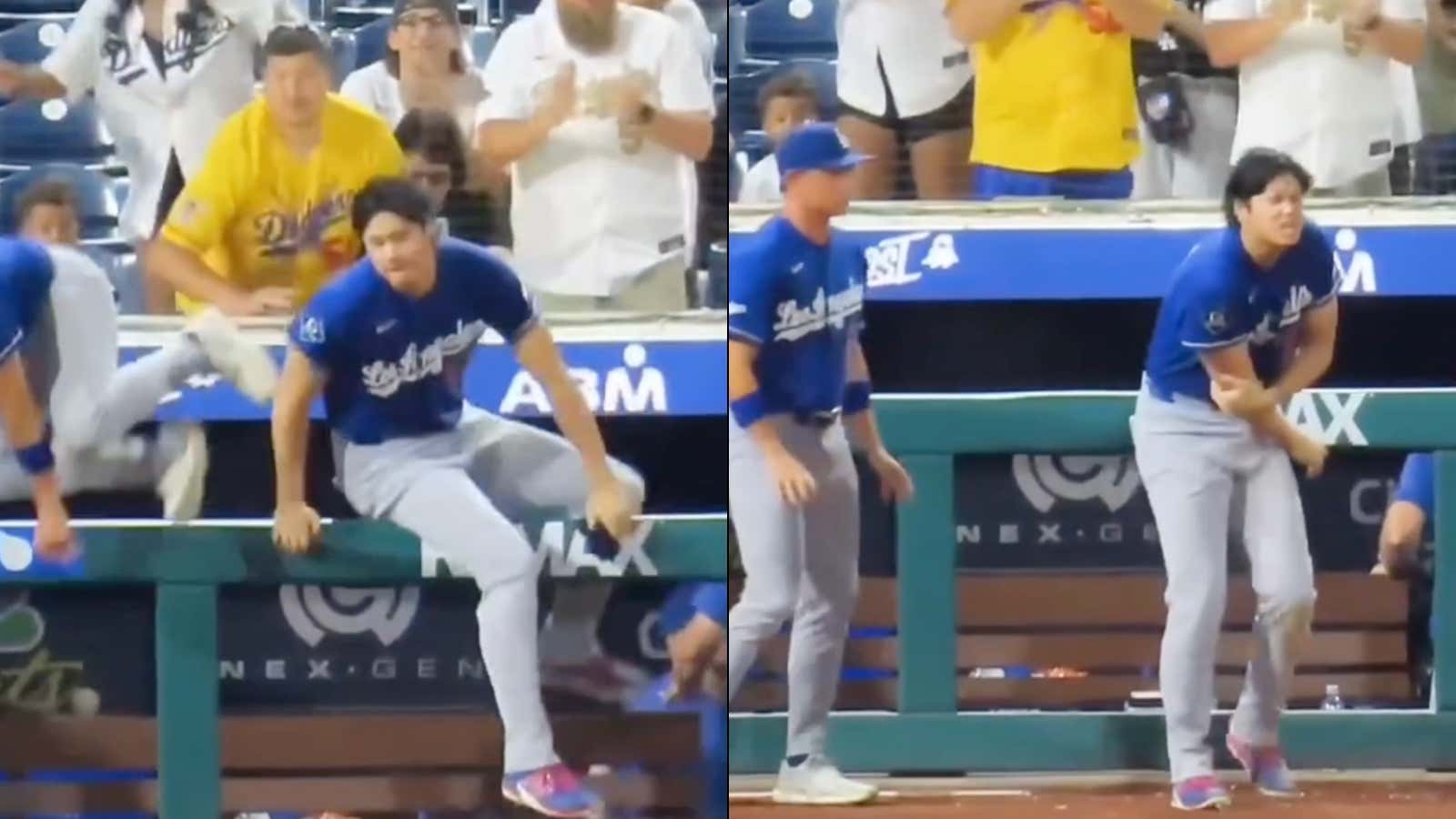 Dodgers' Outfielder Alex Call May Have To Go Into Witness Protection After Accidentally Kicking Shohei Ohtani's Pitching Elbow While Jumping Out Of The Dugout