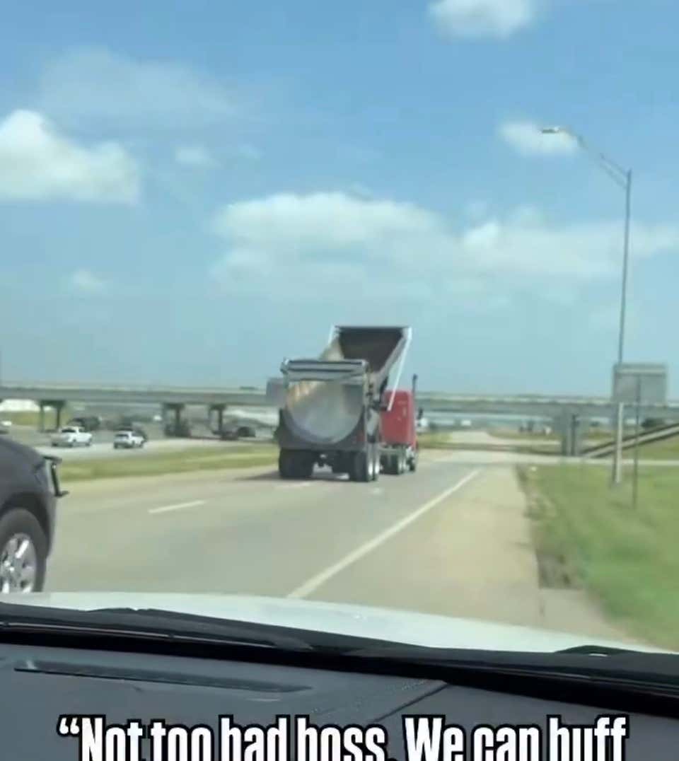 Do You Think This Giant Pipe Being Hauled By This Truck Will Fit Under The Upcoming Bridge?