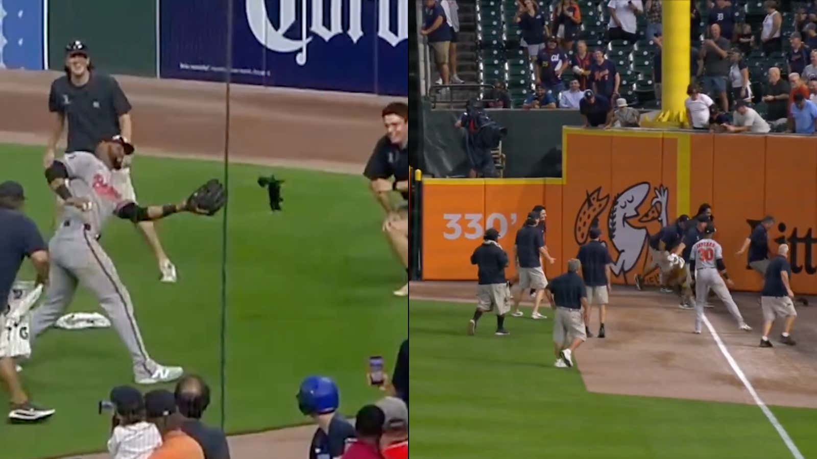 This Squirrel On The Field Juked Out Every Member Of The Tigers Grounds Crew And Had Them In A Blender
