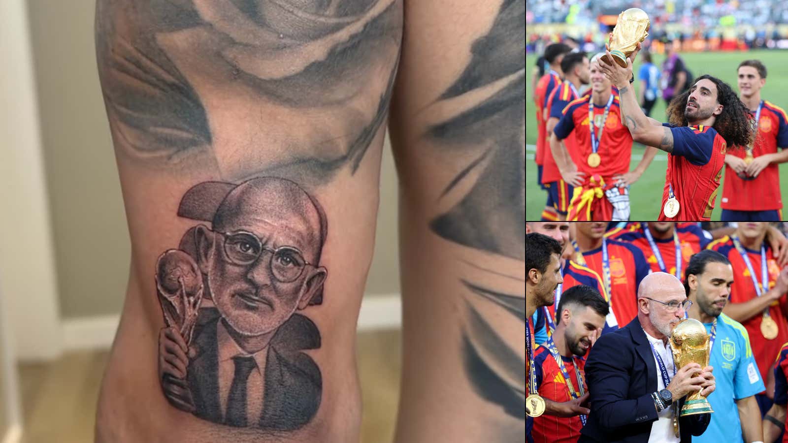 Promises Delivered: Marc Cucurella Got Spain's Manager's Face Tattooed On Him After Saying He'd Do It If They Won The World Cup
