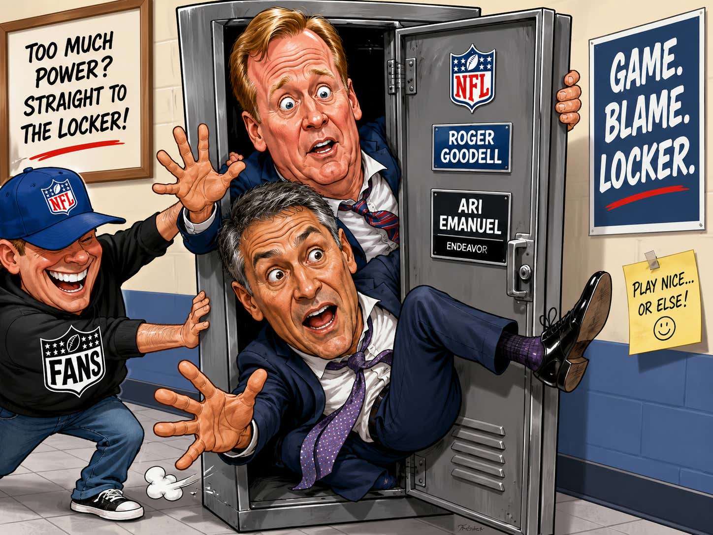 BREAKING: Local Smut Blogger From Barstool Sports Stuffs Roger Goodell And Ari Emanuel Into A Locker, Saves Every Sports Bar In America From Not Being Able To Stream Sunday Ticket On DIRECTV