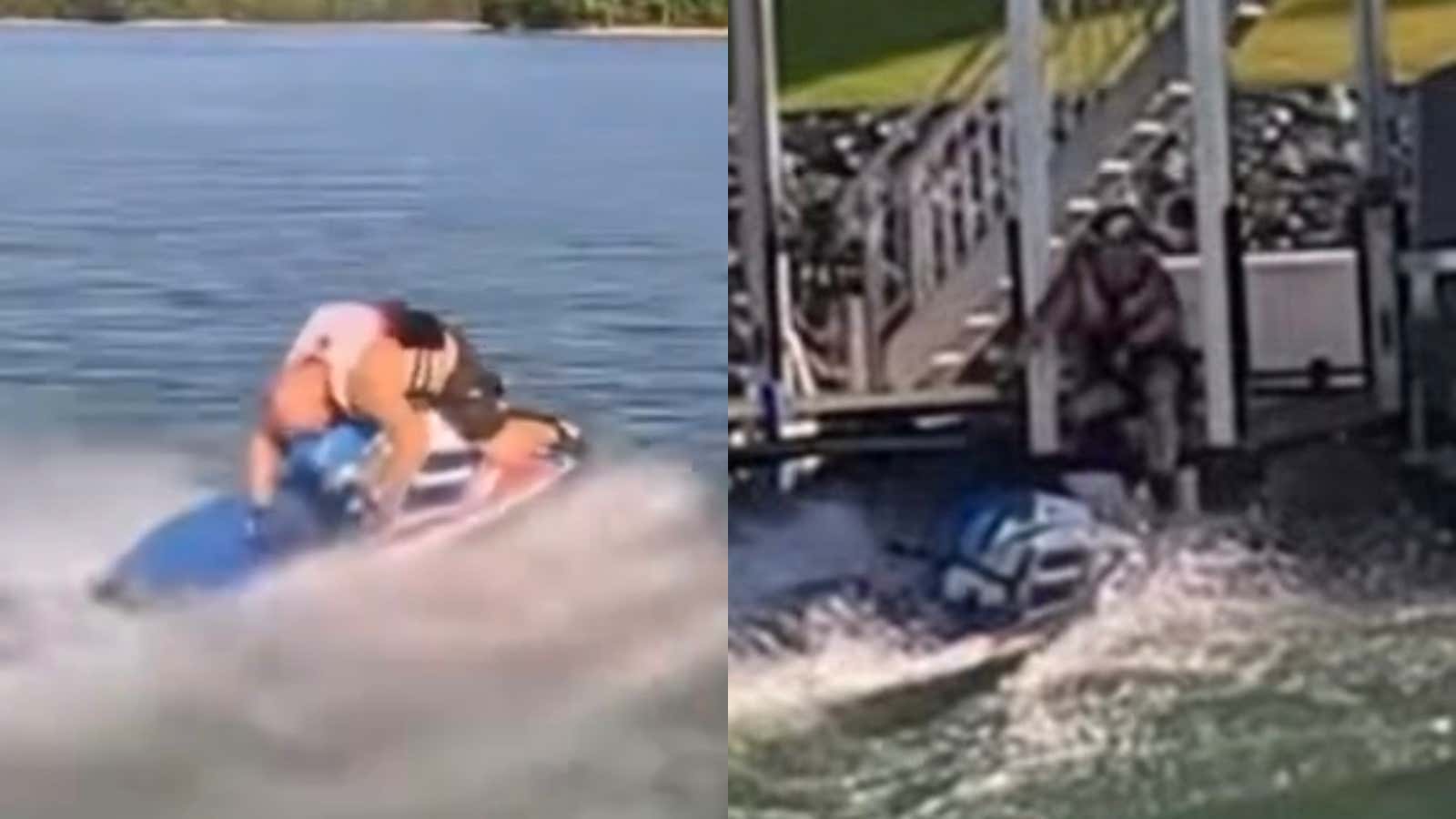 Somehow This Influencer Passed Out on a Jetski (While Riding it Backwards) and Slammed Into a Dock