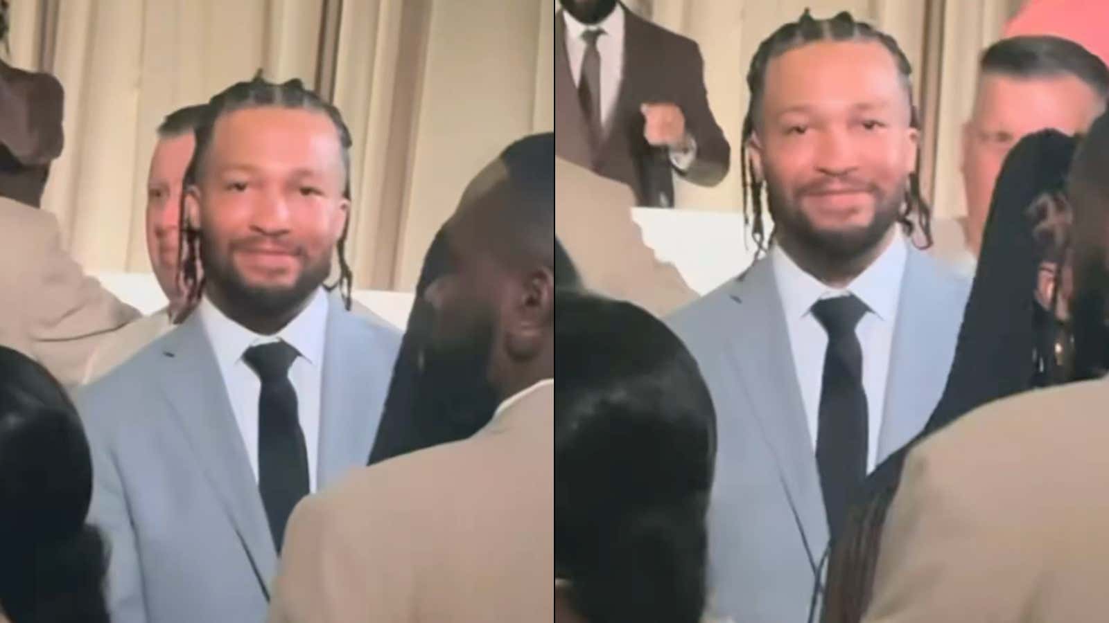 Jalen Brunson Tearing Up The Dance Floor At Donovan Mitchell's Wedding And Staring Down Jaylen Brown Is The Perfect Reminder That He's King Of The NBA