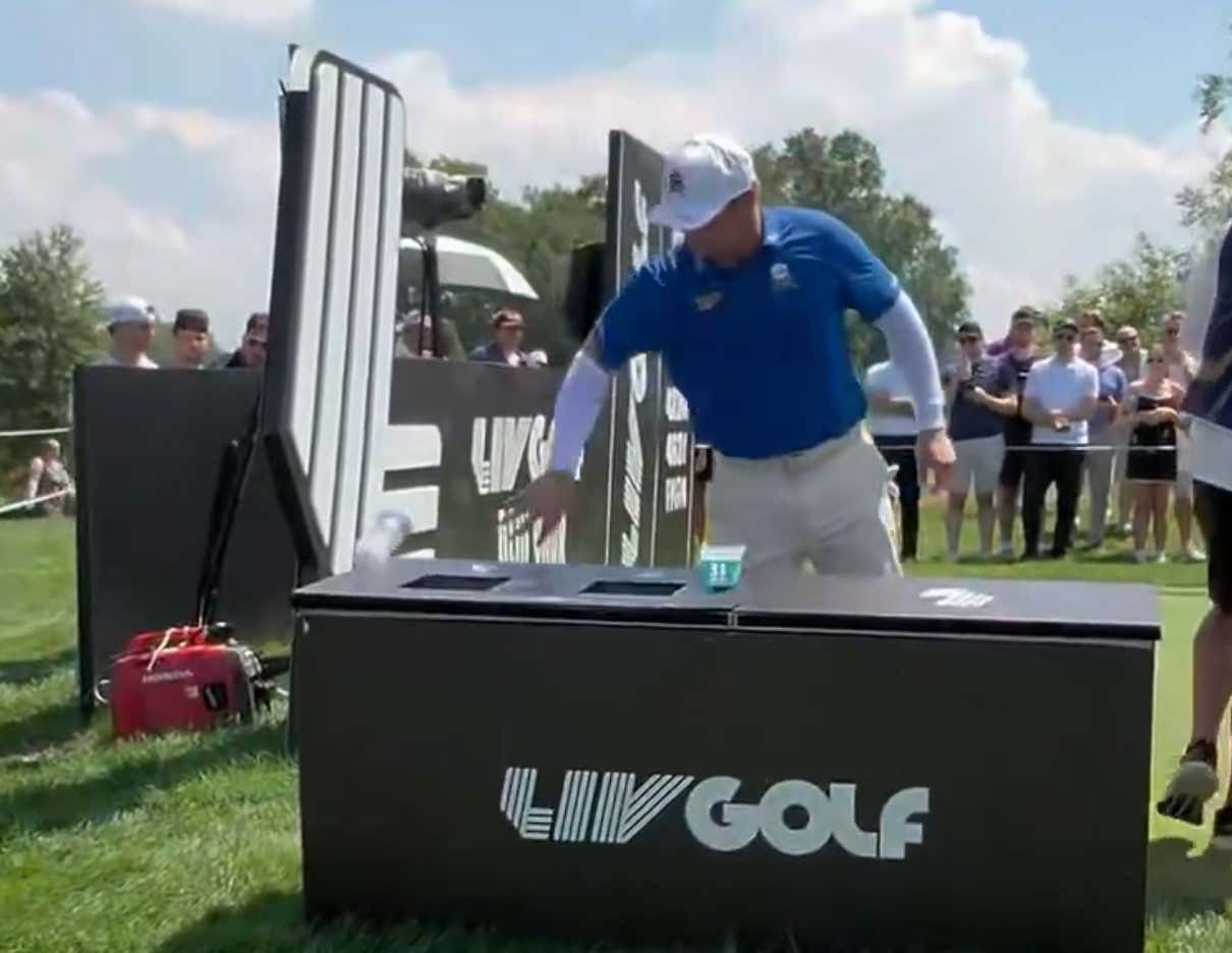 It's Time For Bryson DeChambeau To Take A Good Look In The Mirror After Missing This Trash Can From Point Blank Range With A Water Bottle