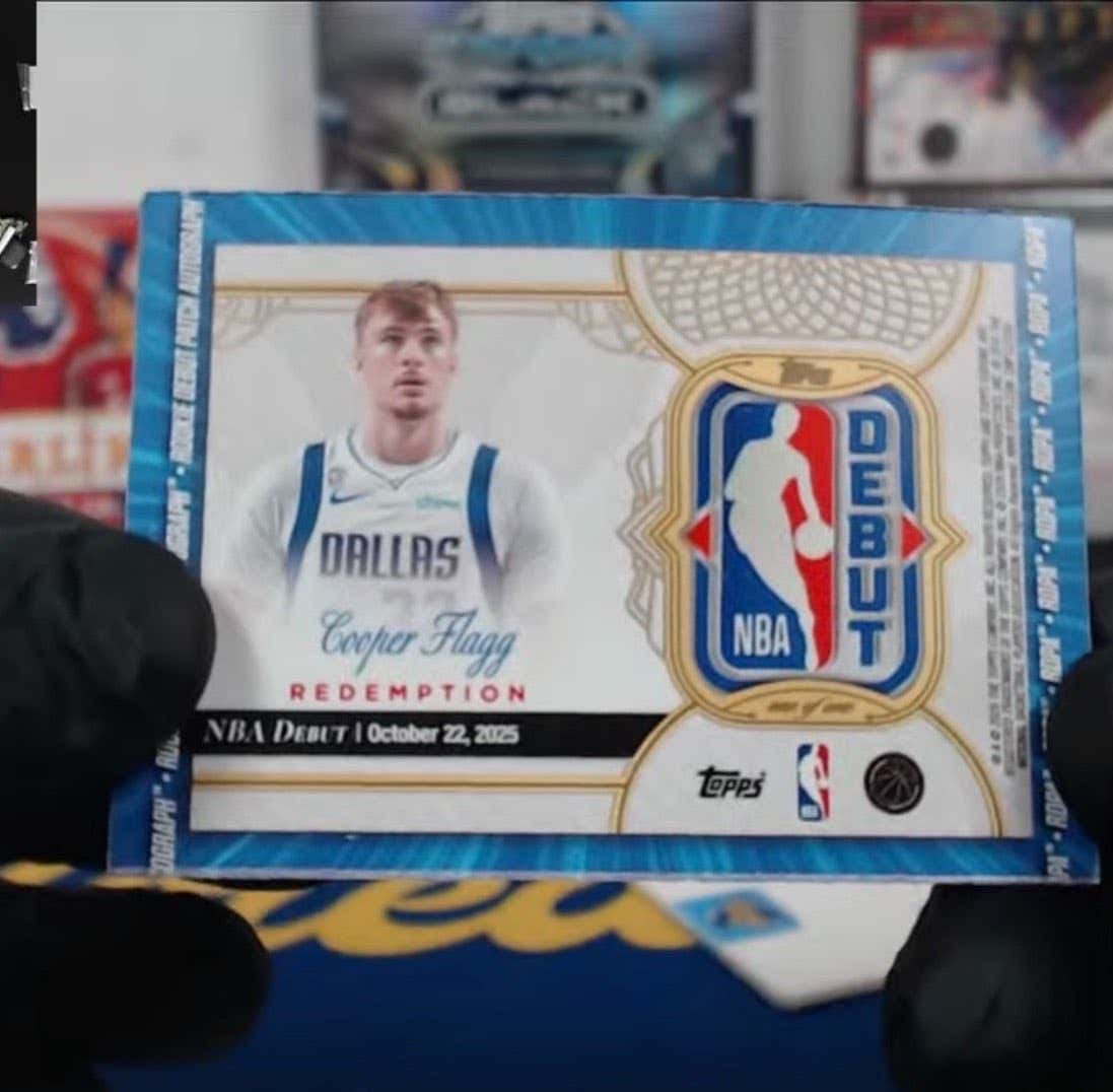 Someone Pulled the Cooper Flagg 1-of-1 Debut Patch Card on a Live Stream and Already Has Offers That Include a $1.5 Million Cash Advance From Goldin Before It's Even Auctioned