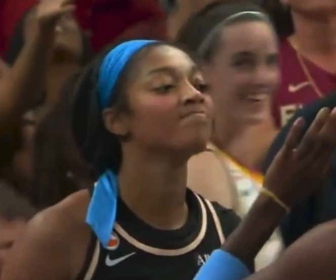 Put This GIF In The Hall Of Fame Immediately! Caitlin Clark Smiling In The Background Of Angel Reese Missing A Layup Is All Time Funny