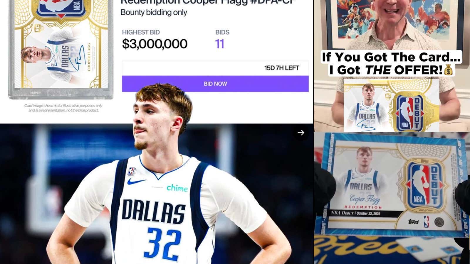 Offers For The 1-of-1 Cooper Flagg Rookie Card Are Reportedly Over $3 MILLION, But The Man Who Pulled The Card Is More Interested In Making Memories With It