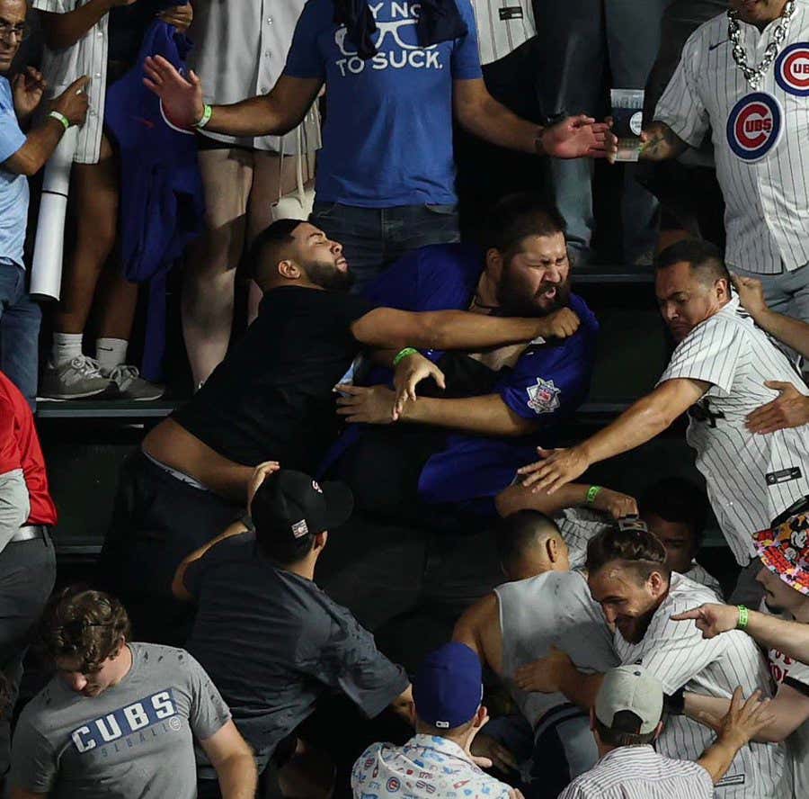 There Was A Big Time Trailer Trash Brawl At Wrigley Monday Night In The Bleachers