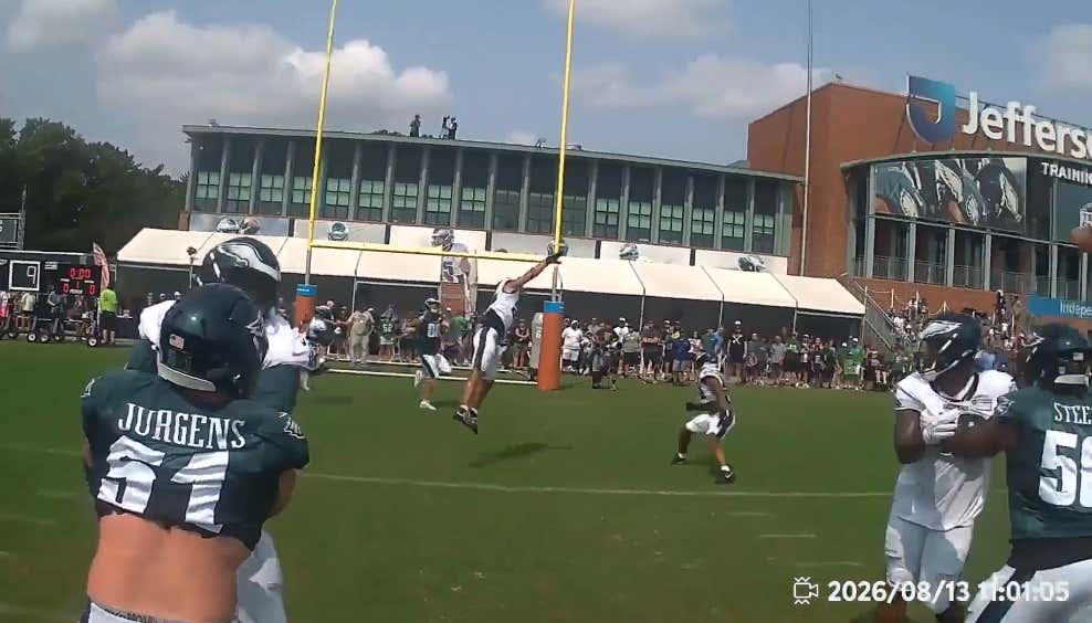 This POV Shot From Jalen Hurts' Helmet At Eagles Training Camp Is A Great Reminder That Nobody Sitting On Their Couch Knows What It's Like To Play QB In The NFL