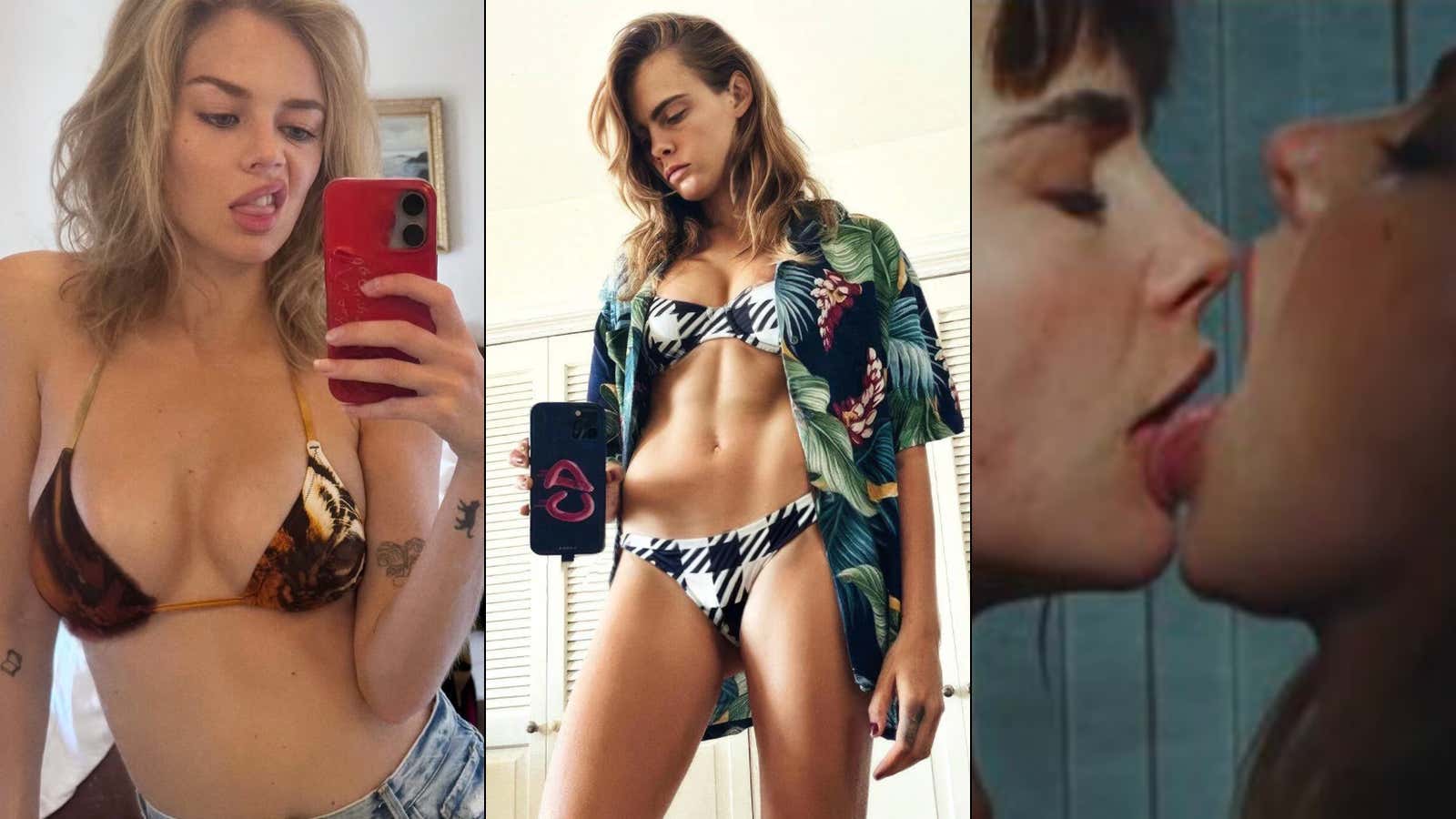 WATCH: Samara Weaving & Cara Delevigne Dance Around In Lingerie While Licking, Kissing, And Slapping Each Other For Cara's New Music Video 'Crazy, Baby'