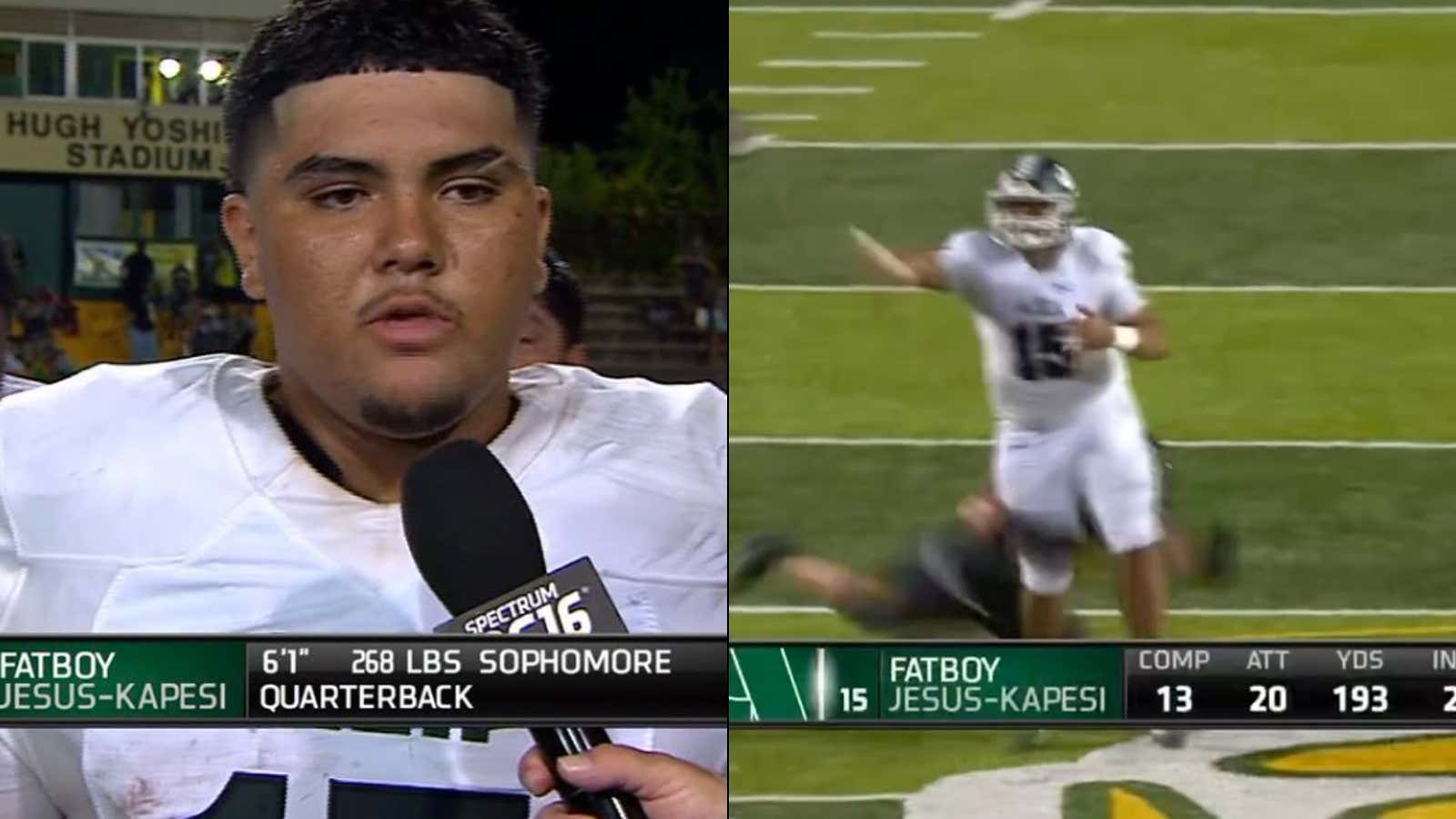 6'1", 268 Pound Fatboy Jesus-Kapesi Is The Most Electrifying Quarterback In All Of Football And Needs To Be On TV Every Single Week