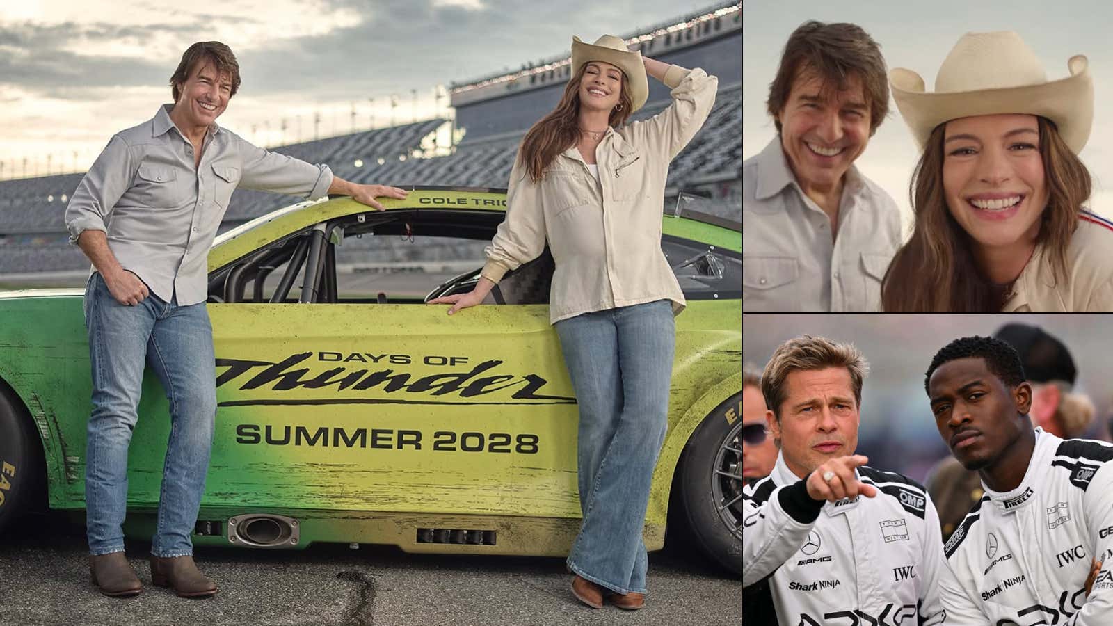 ALERT: Anne Hathaway Is Joining Tom Cruise For 'Days Of Thunder 2' And The Internet Thinks A 'F1' Crossover With Brad Pitt Could Be Coming Next