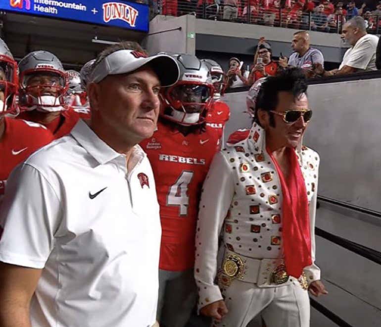 UNLV Having Elvis Walk Out Of The Tunnel With Them For The Season Opener Is Everything That Makes College Football Awesome