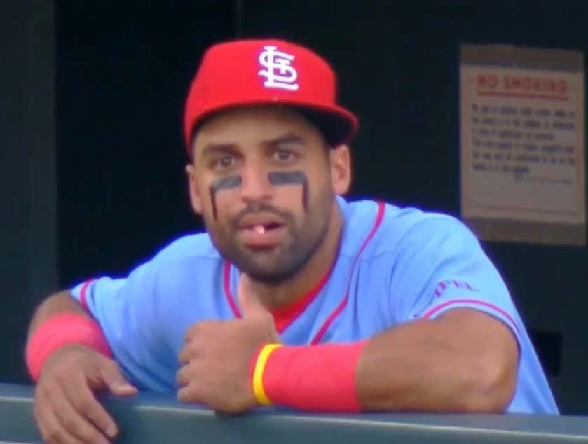 Update To The Doug Eddings/Hancel Rincon Hat Saga: The Cardinals Are Wearing Their Hats Crooked As A Dig At Eddings And It’s Also Being Reported Eddings Lied About Who Told Him To Make The Adjustment In The First Place