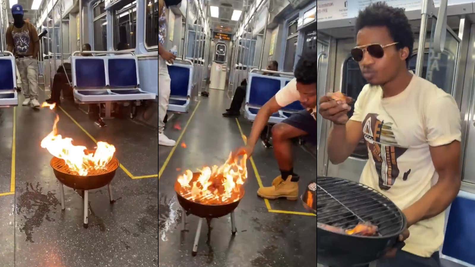 Some Hero Finally Realized The Chicago Red Line Needed A Dining Car And Fired Up A Charcoal Grill Mid-Transit