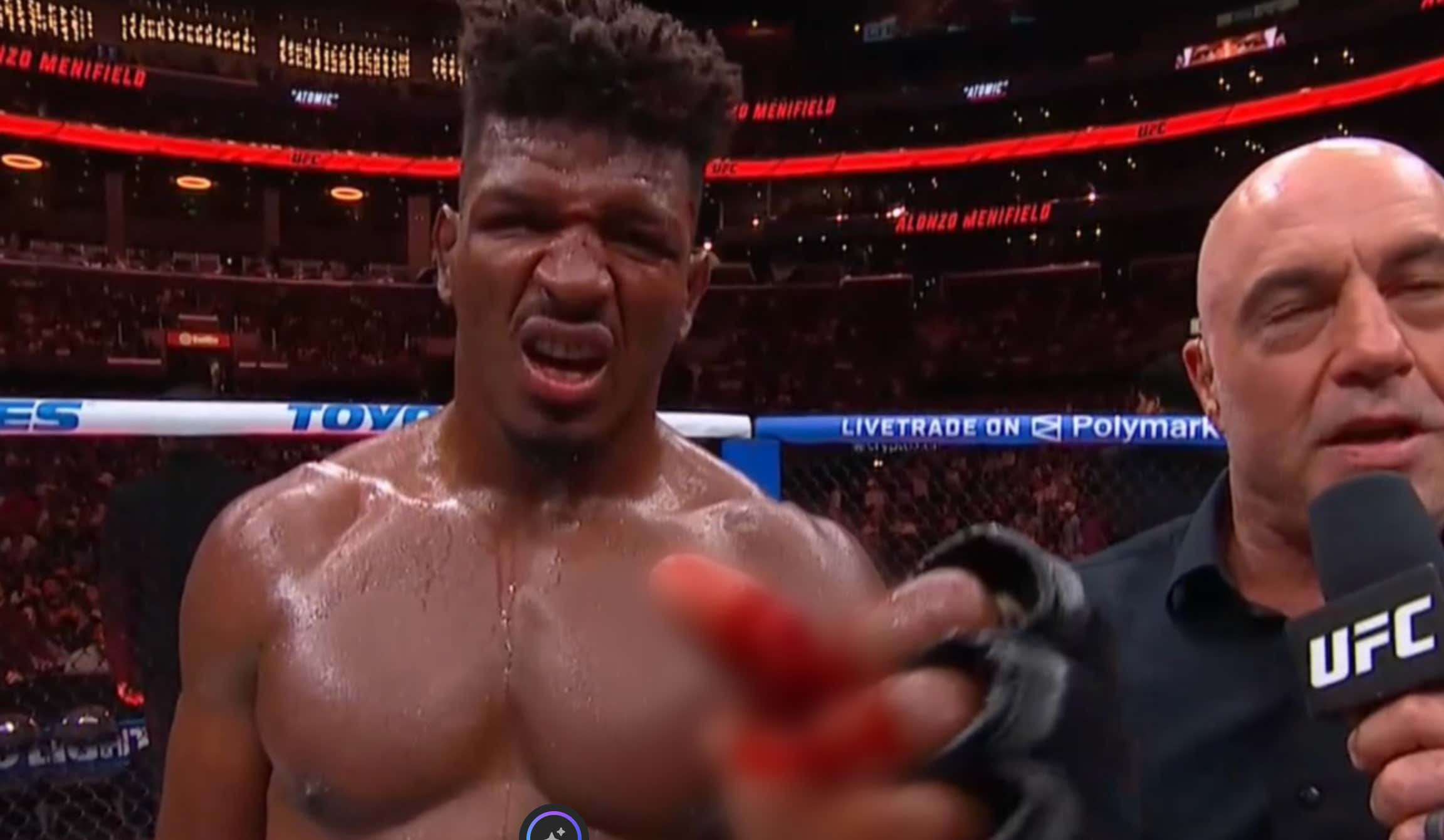NSFW - Alonzo Menfield's Just Won A Fight With A Bone Literally Sticking Out Of His Thumb At UFC 331