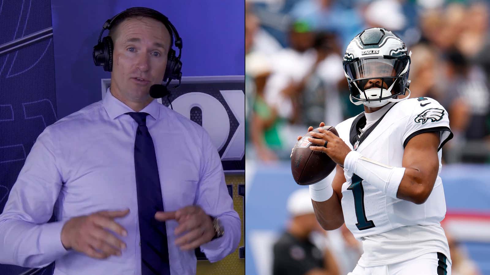 Drew Brees Must Have Completely Shut His Brain Off On The Broadcast Yesterday After Saying Jalen Hurts Needs To Lower His Shoulder To Get A First Down Instead Of Sliding