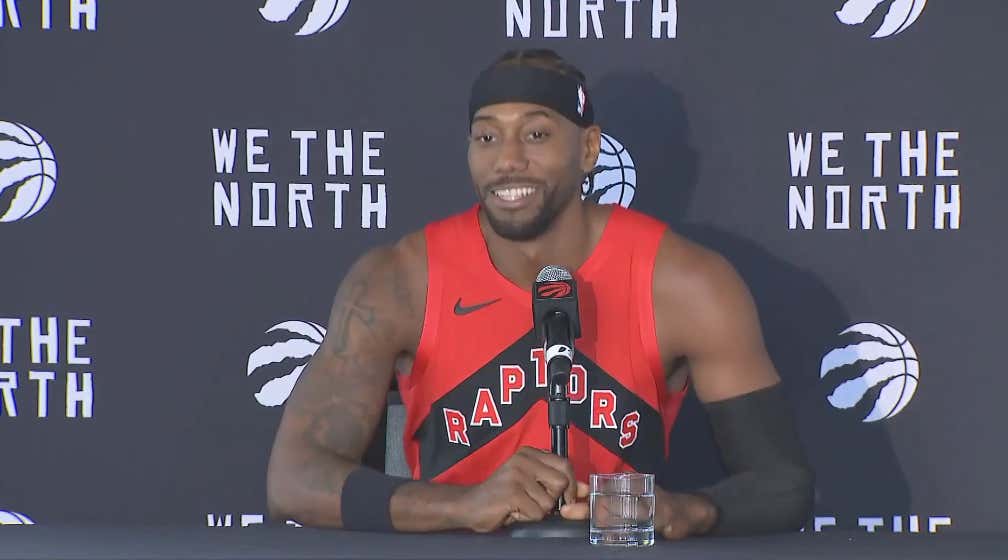 Kawhi Leonard Certainly Looked Like A Player That Knows He Pulled Off An All Time Heist While Discussing His Scandal At Media Day