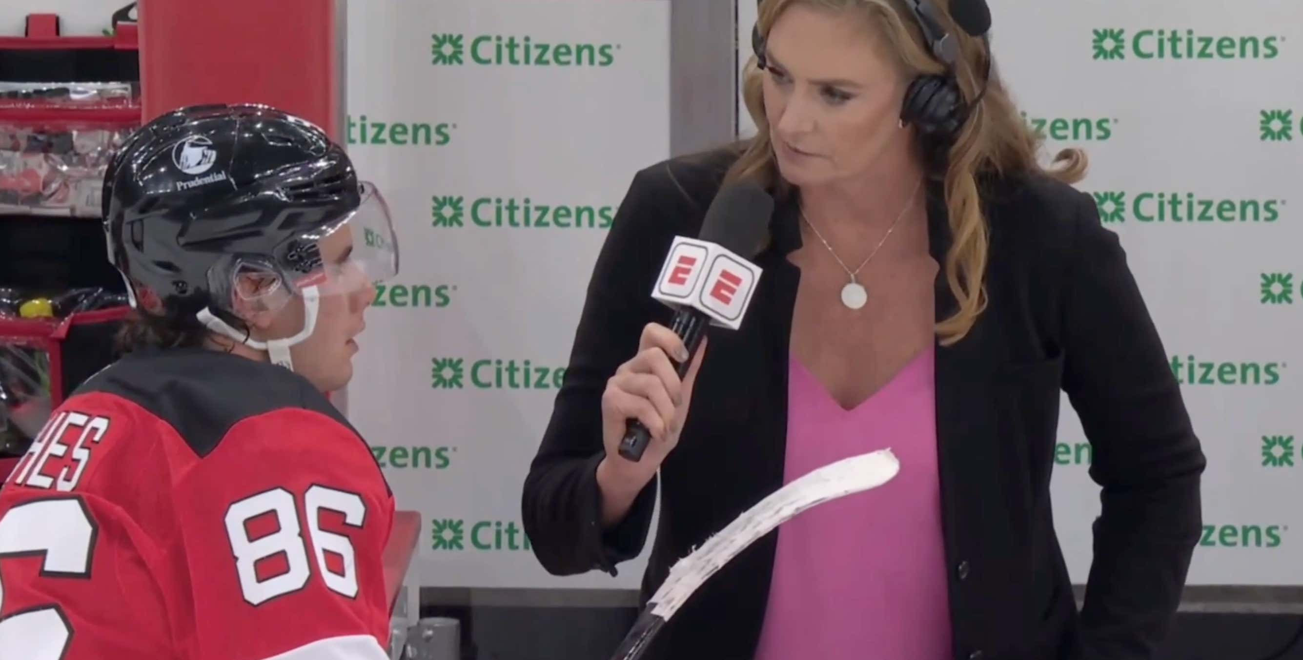 Jack Hughes Was Not Feeling The ESPN Reporter's Joke About Only Giving Him Plastic Cutlery This Season