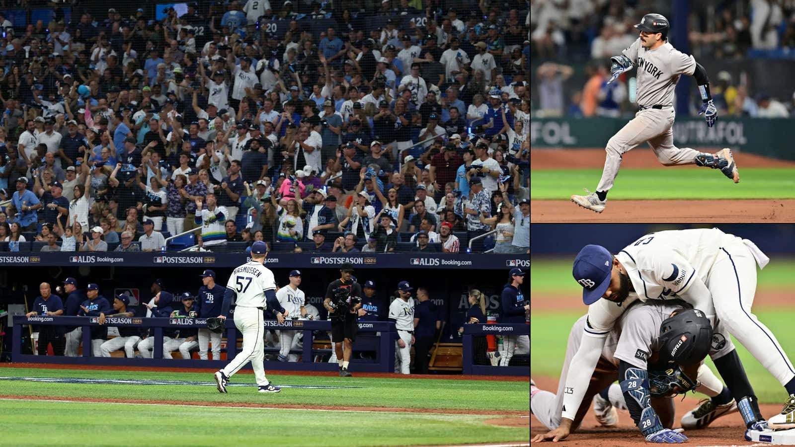 Austin Wells Makes One Of The Worst Baserunning Decisions You'll Ever See As Drew Rasmussen Completely Shuts Down The Yankees To Win Game 1 For The Rays