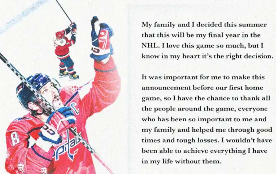Ovi Just Announced This Is His Final NHL Season 😭😭😭