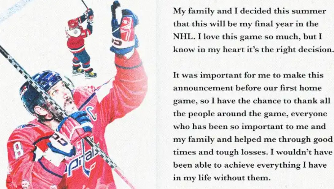 Ovi Just Announced This Is His Final NHL Season 😭😭😭