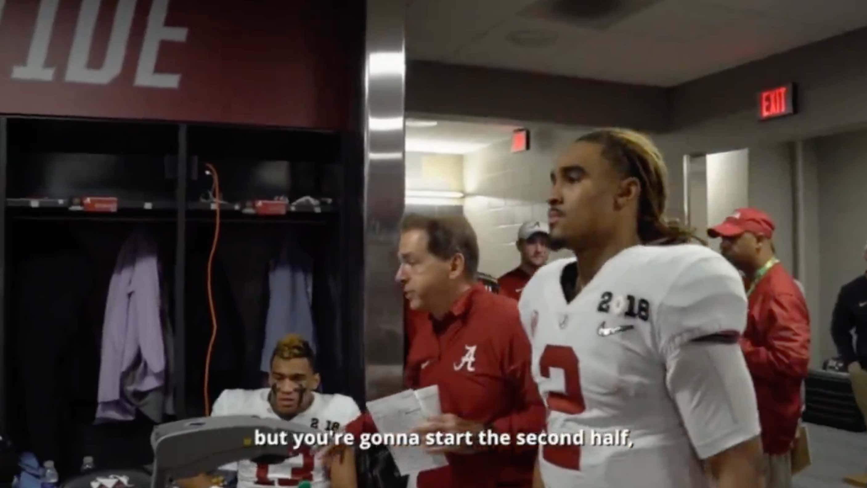 WATCH: We Finally Have the Footage of Nick Saban Benching Jalen Hurts for Tua Tagovailoa in the 2017 National Championship