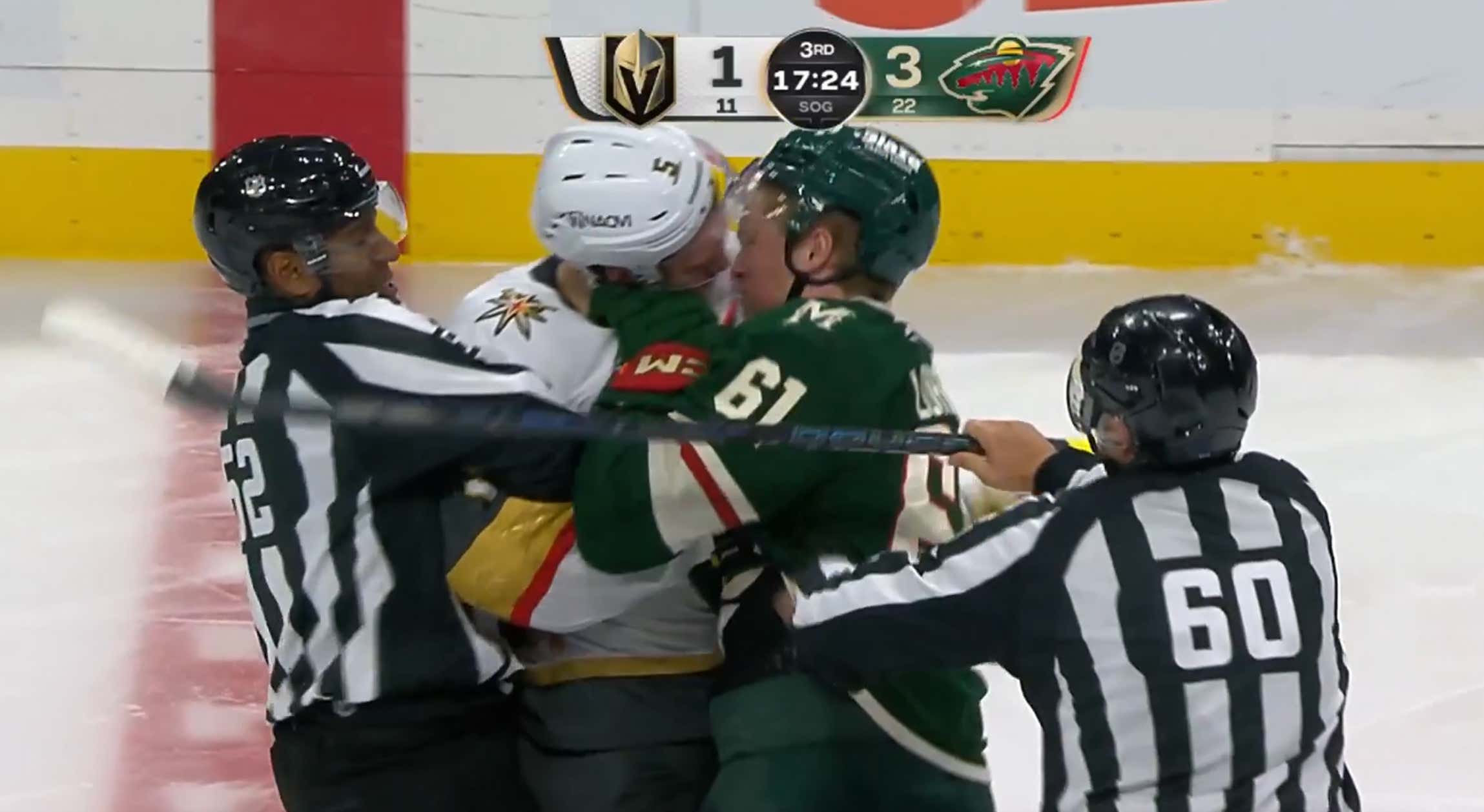 The Rivalry Between Minnesota And Vegas Got Extra Heated In What Appears To Be The First Makeout Of The 2026-27 NHL Season