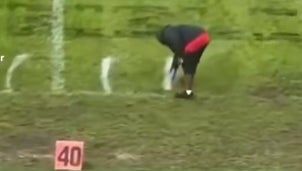 All Things Considered, These Fellas At Winston Salem University Are Doing A Heckuva Job Spray Painting The Yardage Lines Onto Their Football Field