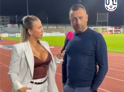 A Soccer Coach Puts on a Masterclass in Self-Discipline as He Flat Out Refuses to Lay Eyes on the Dime Piece Interviewing Him