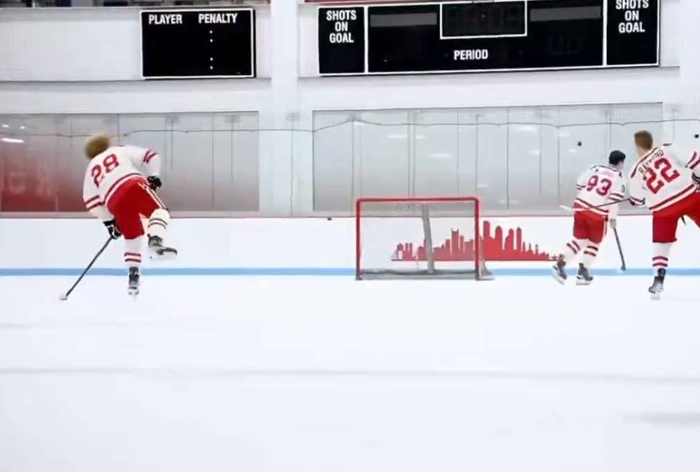 The Best Sound In Sports Is The First 20 Shots Of A Hockey Warmup All Drilling The Glass