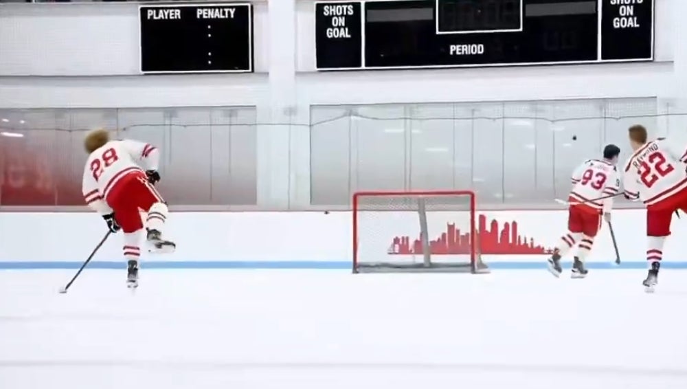 The Best Sound In Sports Is The First 20 Shots Of A Hockey Warmup All Drilling The Glass