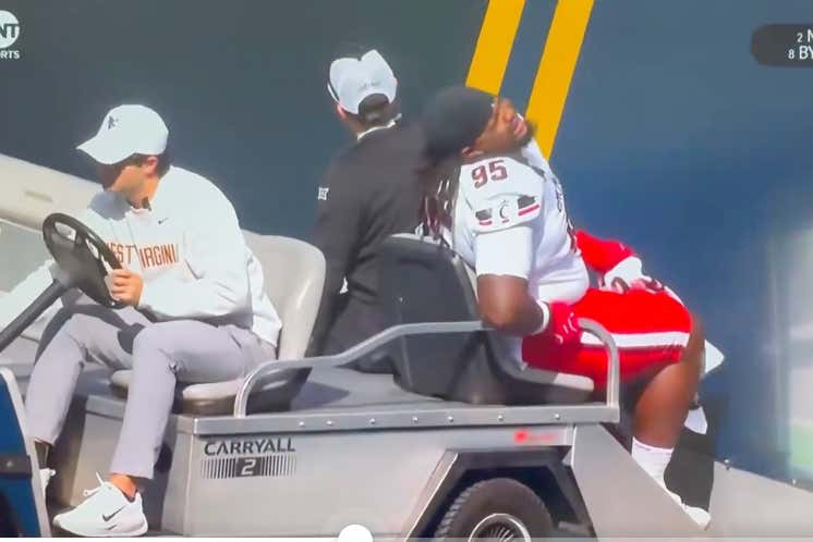 Head On A Swivel Out There: Dude Driving The Injury Cart At WVU Drives An Injured Cincinnati Player Directly Into The Wall