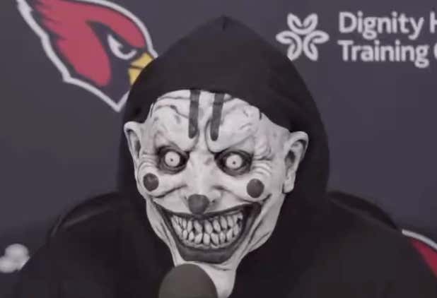 There's Never Been A Better Press Conference Than Budda Baker Having To Answer Trade Questions While Wearing A Full Halloween Costume