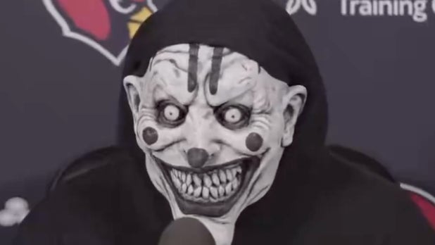 There's Never Been A Better Press Conference Than Budda Baker Having To Answer Trade Questions While Wearing A Full Halloween Costume