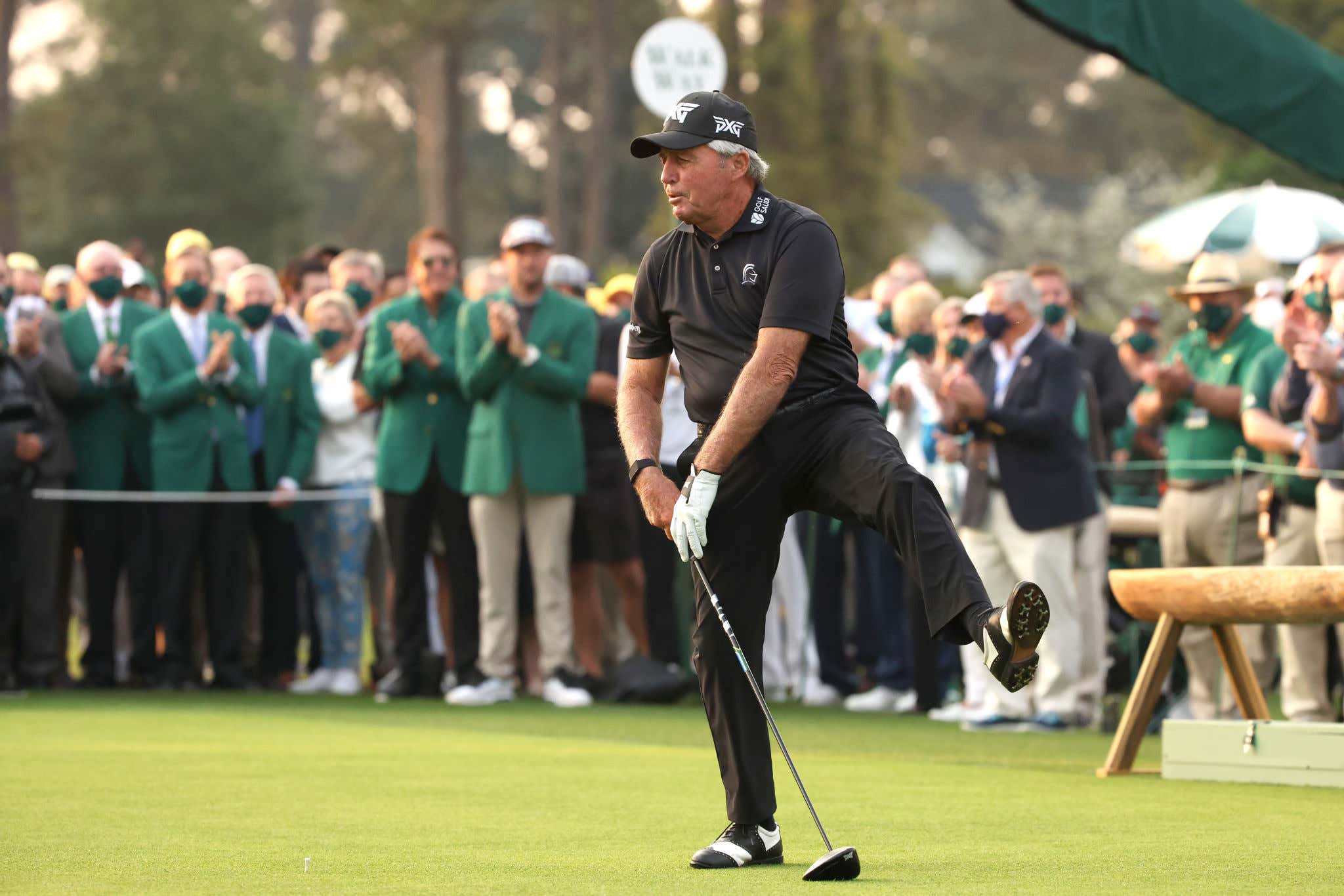 It's Not The Masters Until 86 Year-Old Gary Player Flushes A Drive Down The First Fairway