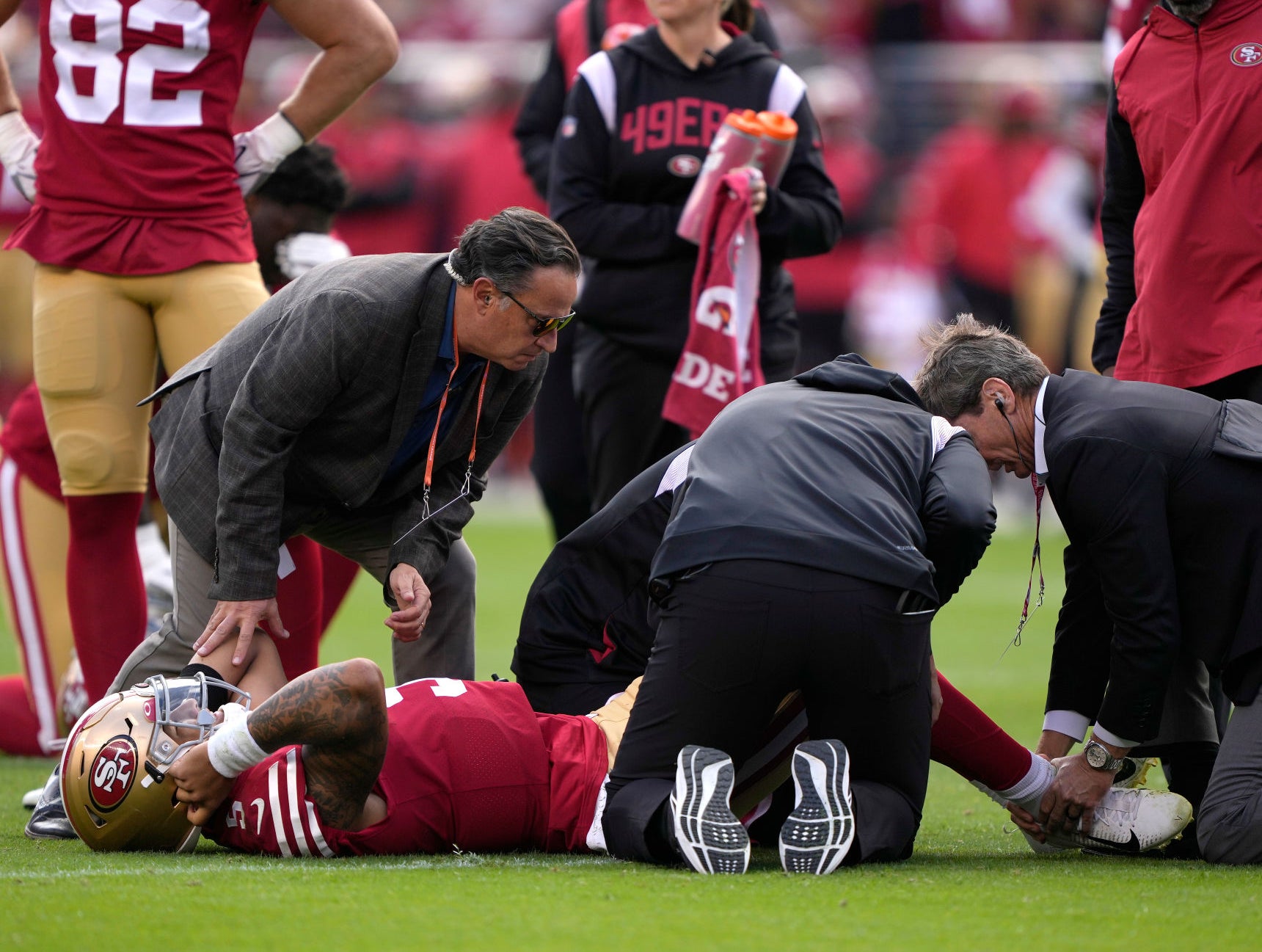 OH NO: 49ers QB Trey Lance Gets Carted Off The Field In An Air Cast After Taking Massive Hit