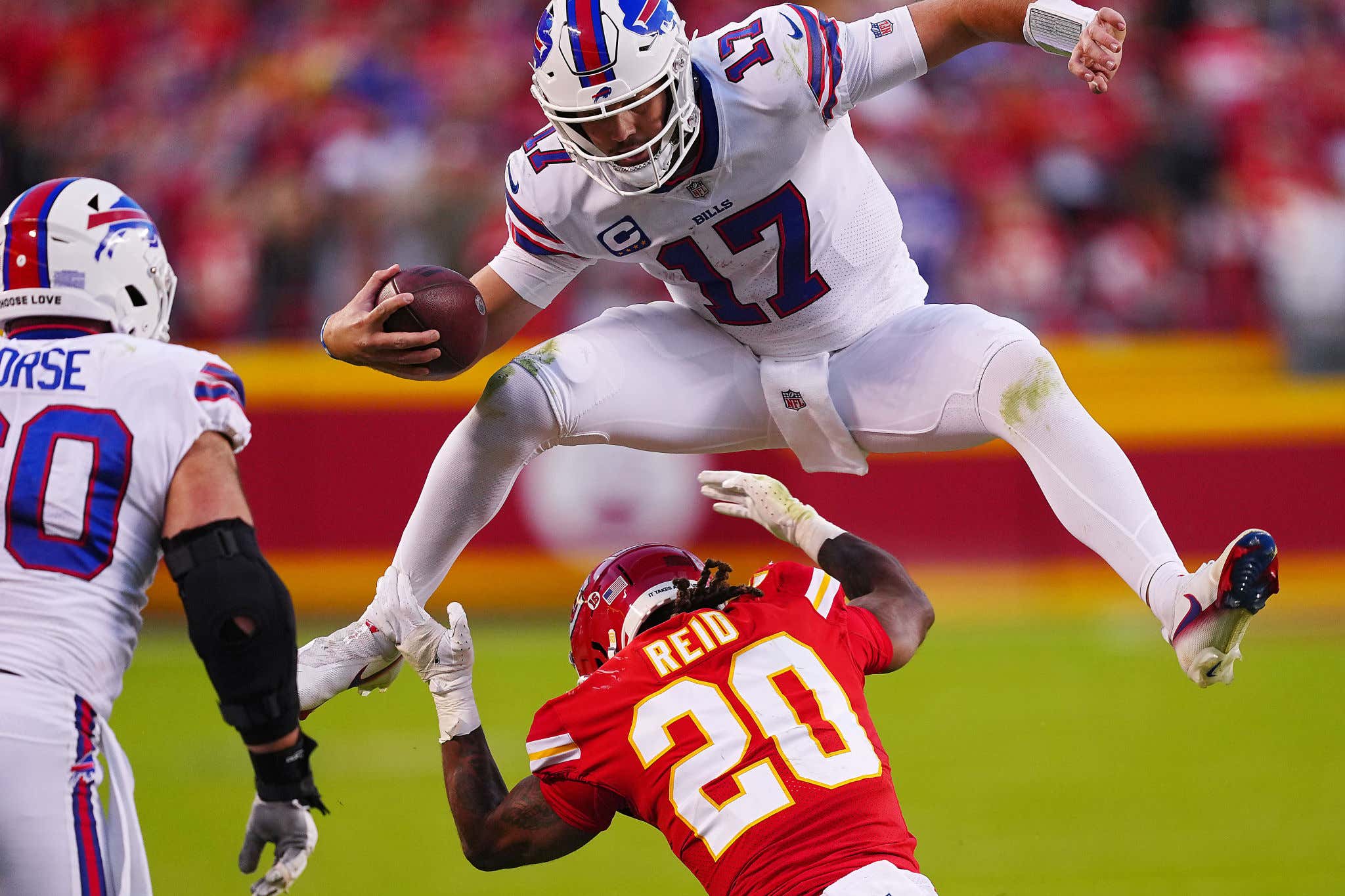 Josh Allen Jumping Over Things Patrick Mahomes Neon Hurdle Buffalo