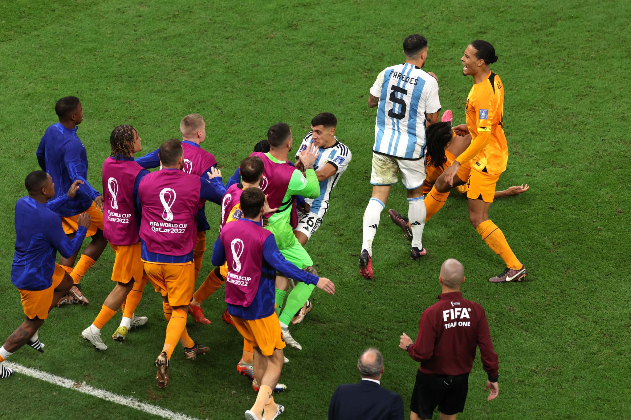 Argentina/Netherlands Gave Us The Perfect Bench Clearing Skirmish Highlighted By A Chest Bump Sending A Guy To The Depths Of Hell