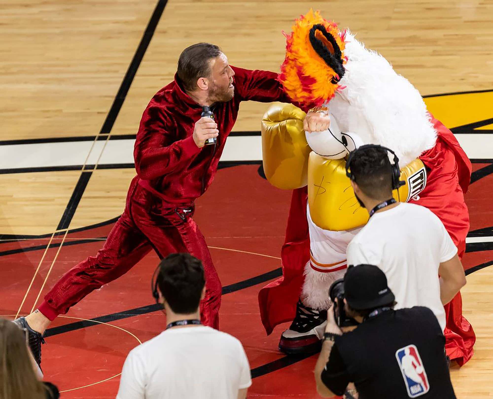 Mascot Tough: Burnie, The Heat Mascot, Who Conor McGregor Sent To The ER Will Be Back On The Court If There's A Game 6