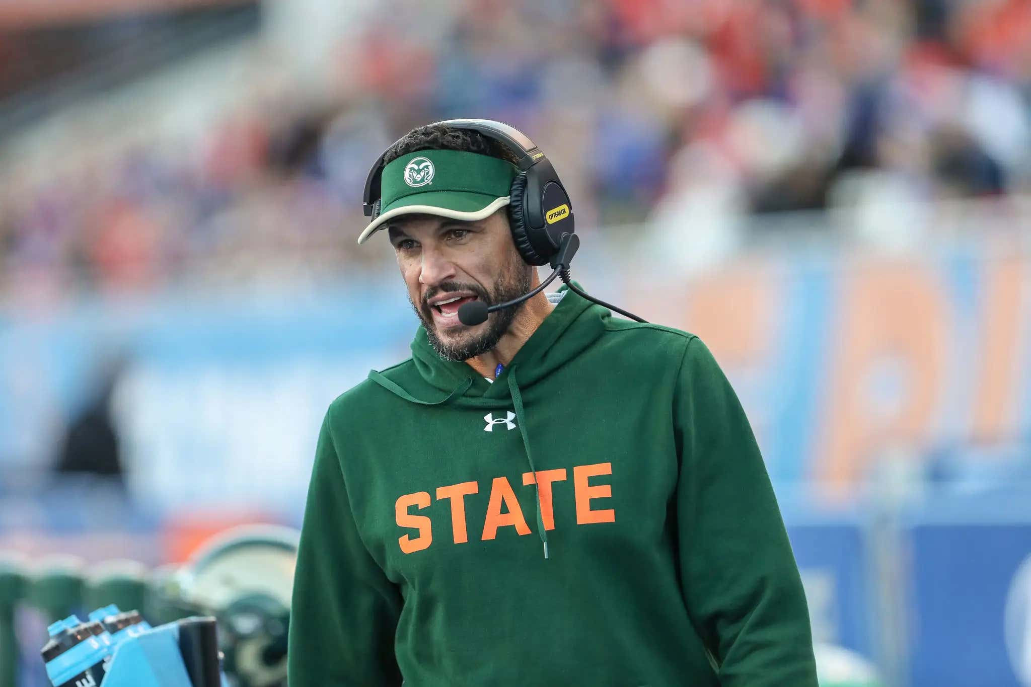 It Turns Out Colorado State Coach Jay Norvell Actually Wears A Visor Every Time He Speaks With The Media, Despite Saying His Mother Taught Him Better Than That In A Swipe At Coach Prime