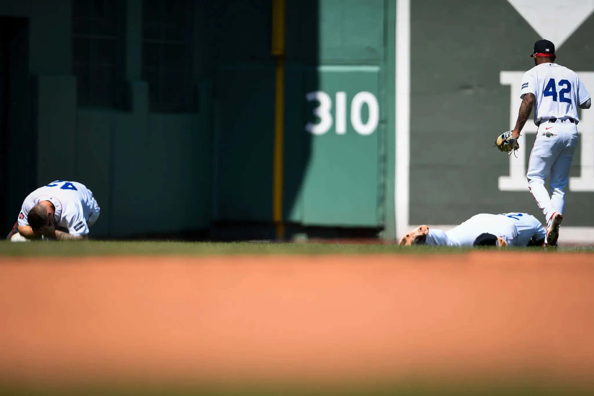 Tyler O'Neill And Rafael Devers End Up In a Scary Collision As The Injury Luck For The Red Sox Continues To Get Worse