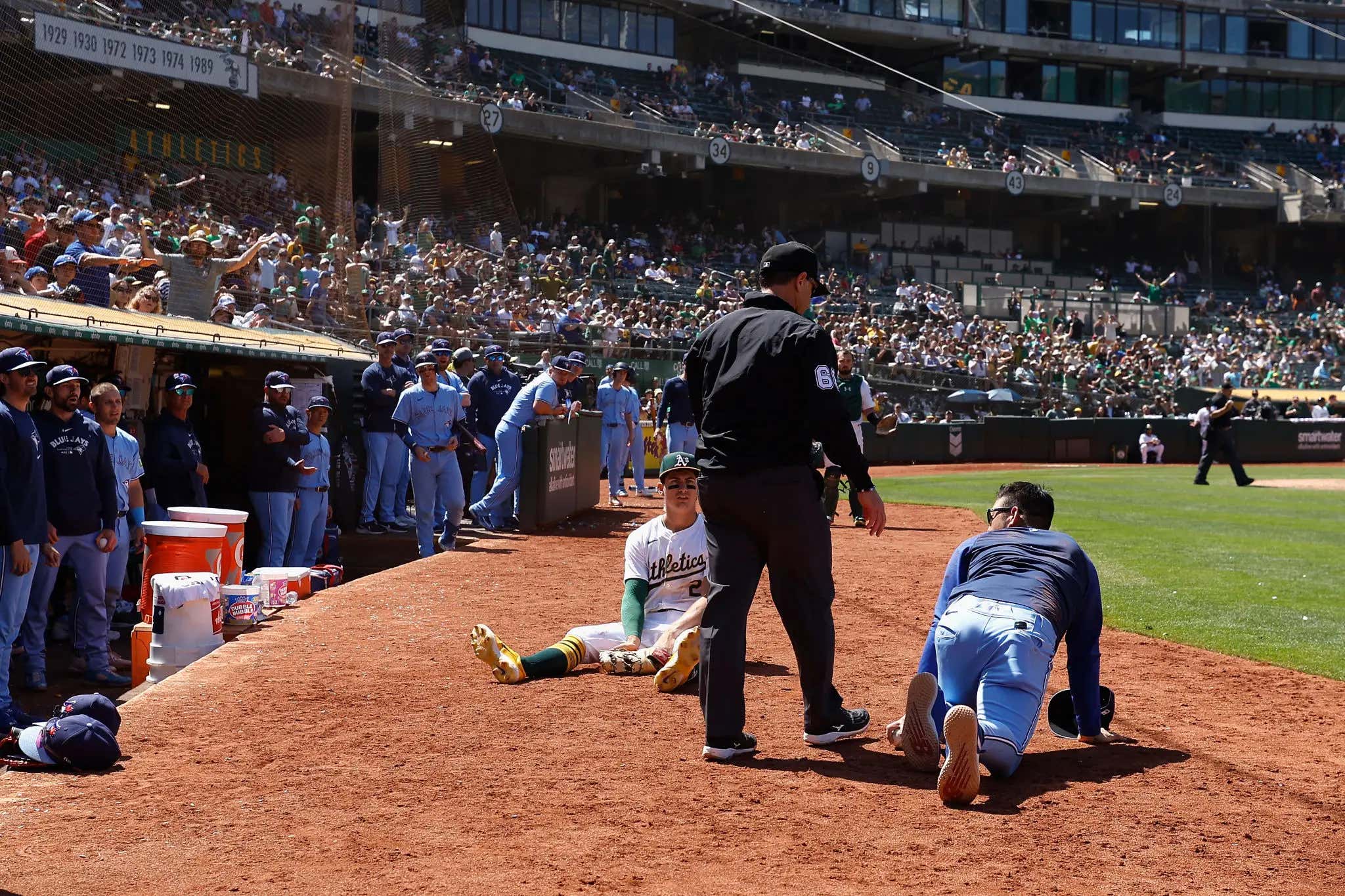 Yusei Kikuchi Sprinting Onto The Field To Avoid A Foul Ball And Getting Smoked By Tyler Soderstrom Is One Of The Wildest MLB Plays We've Seen In A Long Time
