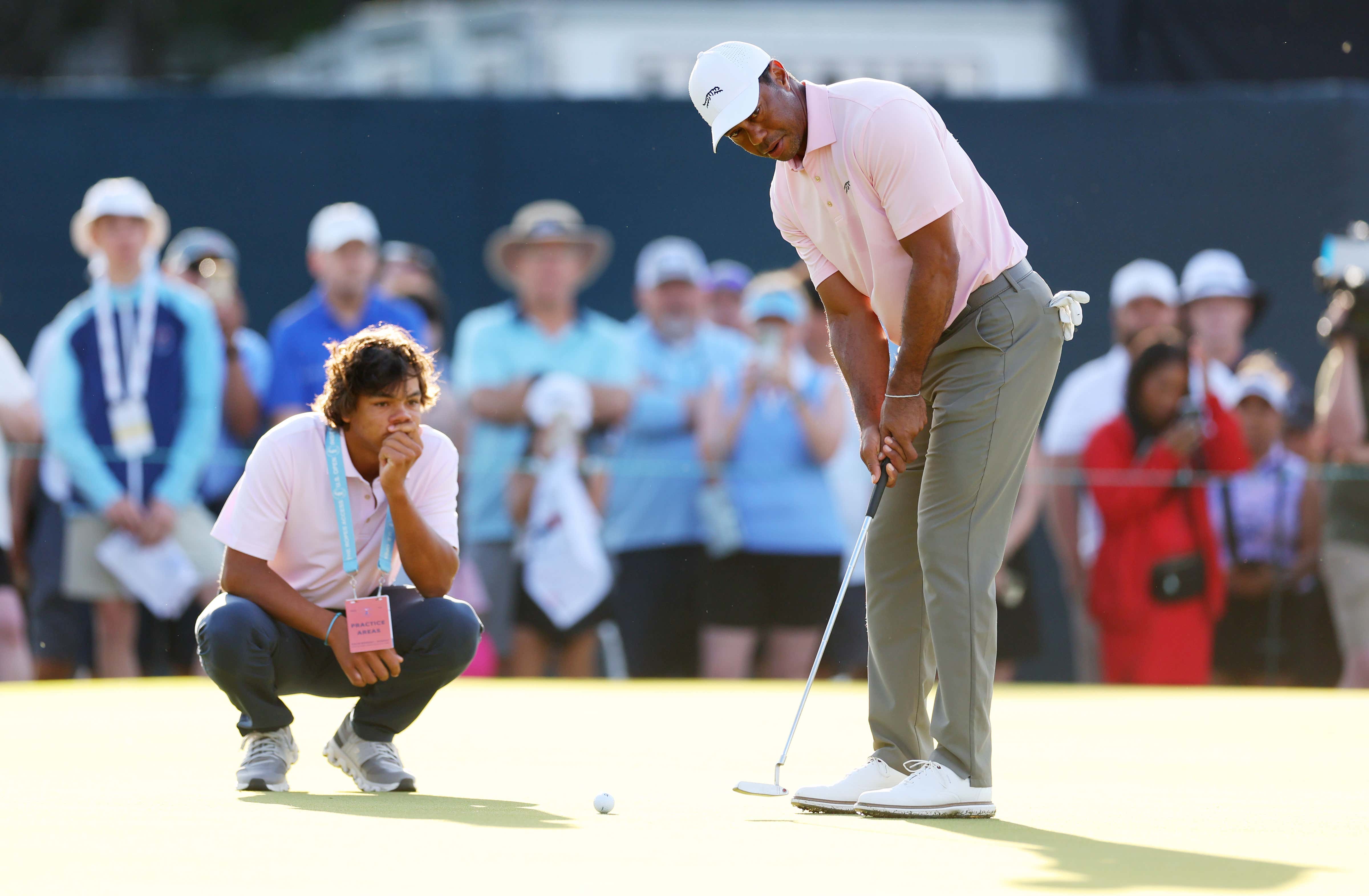 Anything For Major Number 16 - Tiger Woods Brought His Son Charlie To The US Open To Help With His Putting This Week