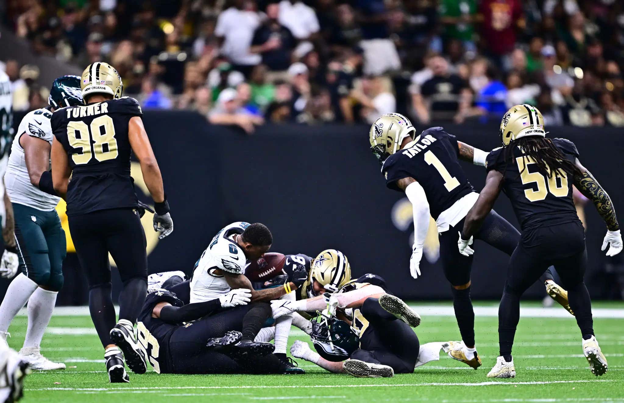 It Sure Looked Like Some Scumbag Saints Defender Spat On DeVonta Smith As He Laid Motionless On The Ground