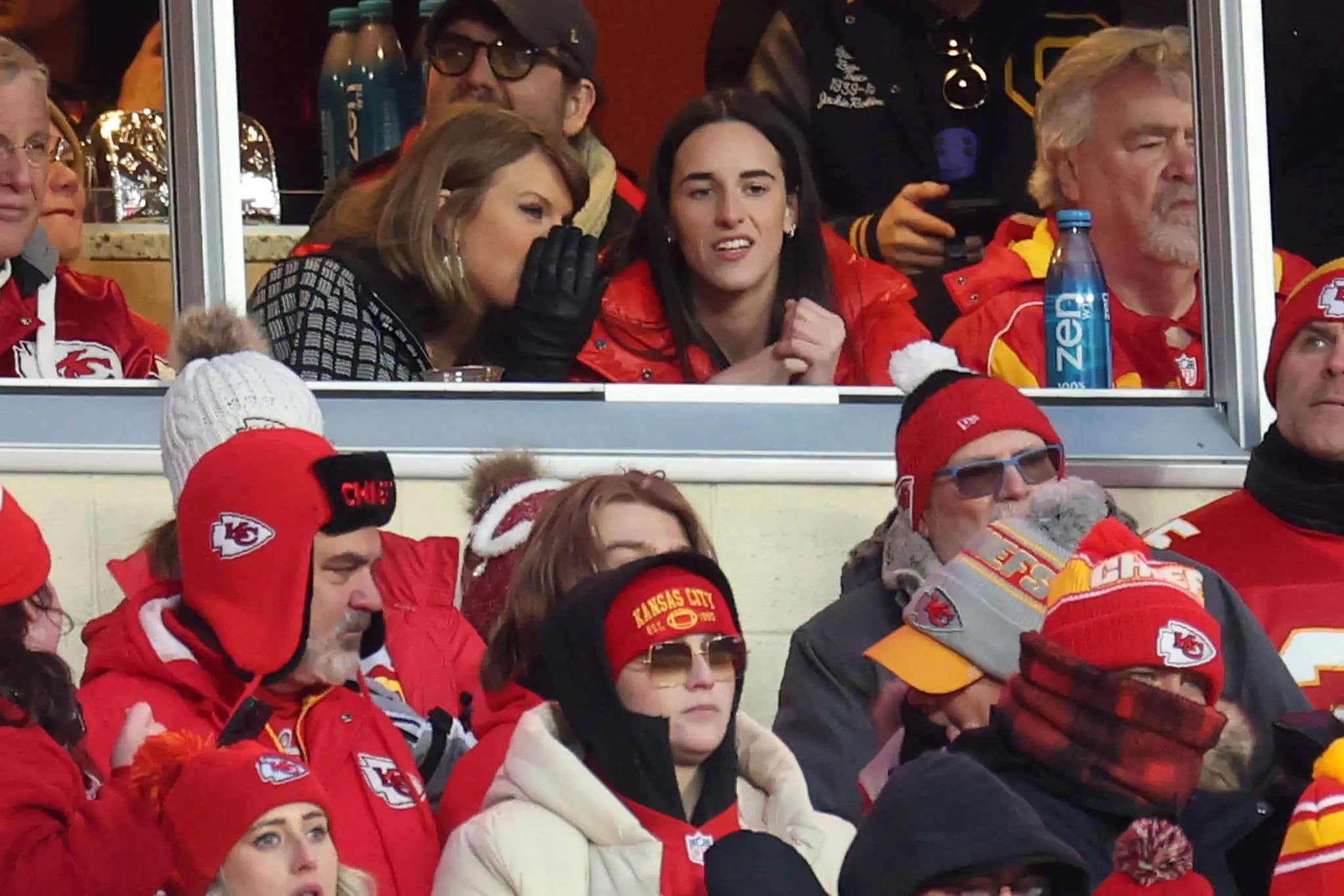 Taylor Swift And Caitlin Clark Are Hanging Out In The Same Box At The Chiefs Game And No One Is Mad About How Many Times They Show Them On TV